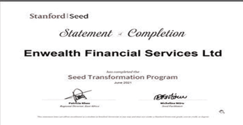 Stanford Seed statement of completion for Enwealth Financial Services Ltd, Seed Transformation Program, June 2021