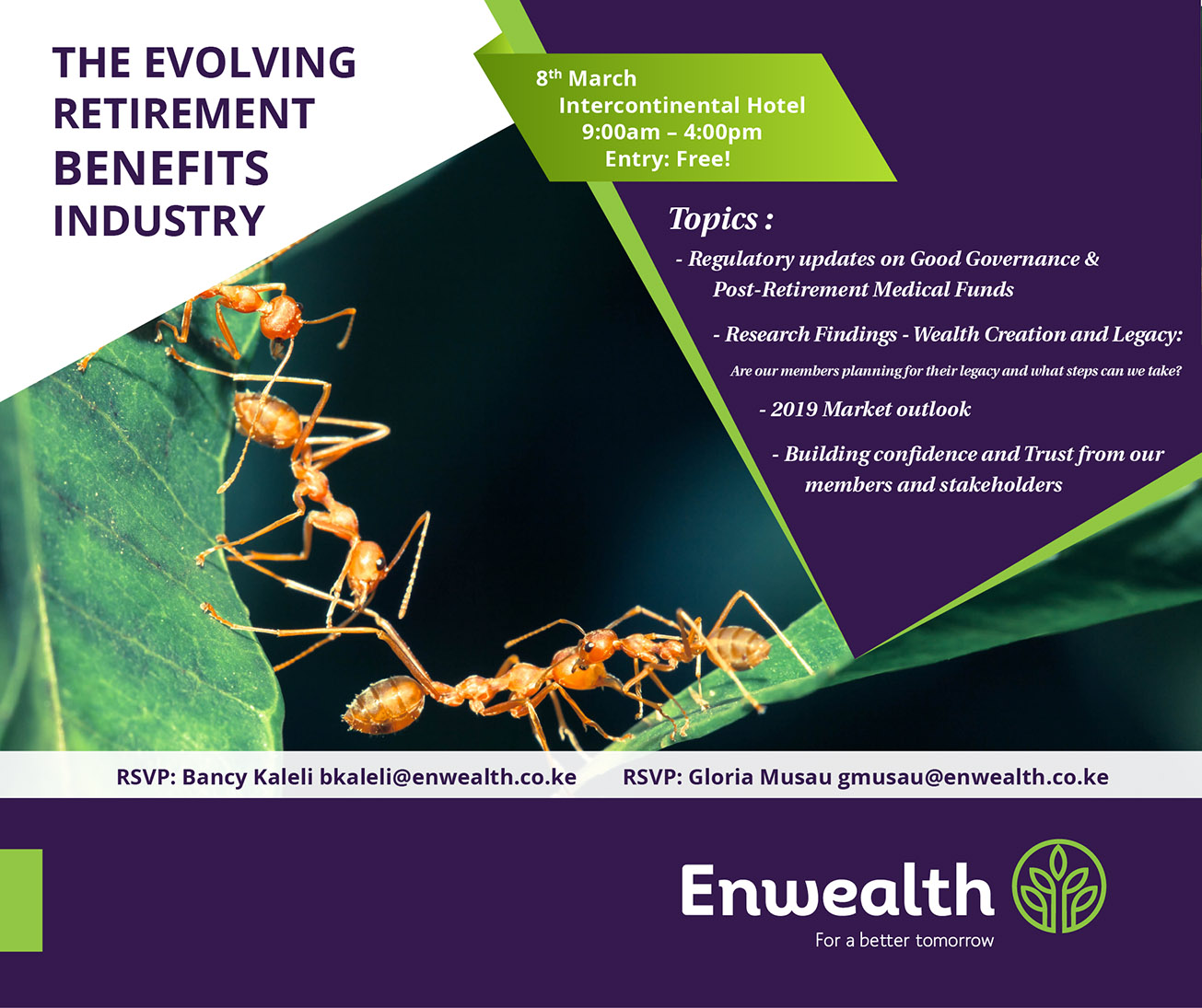Event poster: The Evolving Retirement Benefits Industry, 8 March, Intercontinental Hotel